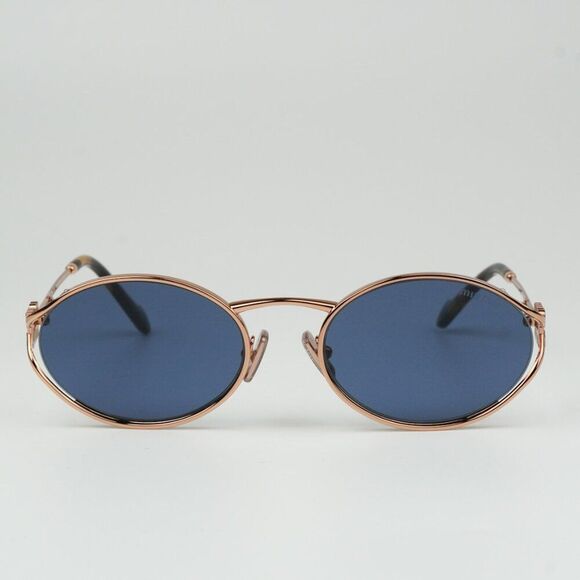 NEW Miu Miu Pink Gold Dark Blue Oval Sunglasses main image 6
